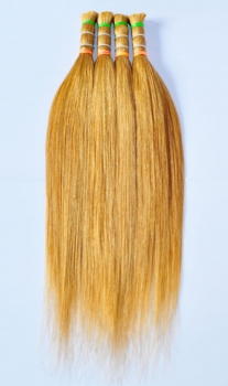 Haarverlängerungs Strähnen Gefärbt 50cm Farbe 8 Mittel Goldblond Glatt