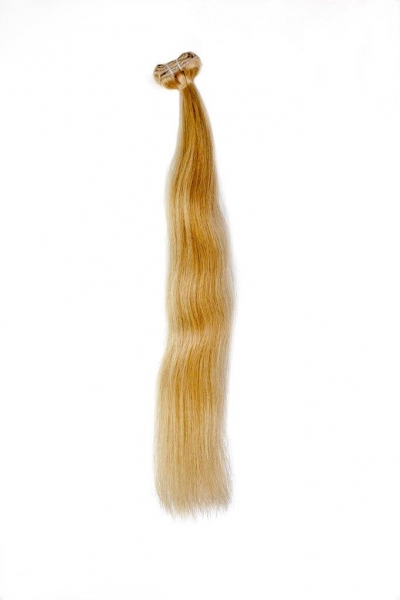 Haarverlängerungs Strähnen Gefärbt 60cm Farbe 7 Mittel Goldblond Glatt